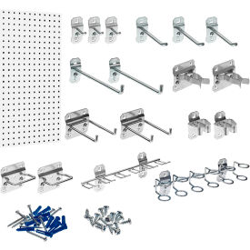 Triton Products LB18-1WH-Kit Triton Products 18"W x 36"H Steel Square Hole Pegboard w/18 Assorted LocHooks, White image.