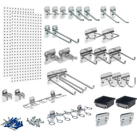 Triton Products LB18-CK Triton Products 18"W x 36"H Square Hole Pegboards w/30 pc. LocHook Assortment & Hanging Bin System image.