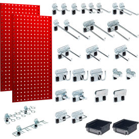 Triton Products® LocBoard Pegboard & LocHook Assortment 18""W x 9/16""D x 36""H Red Pack of 32