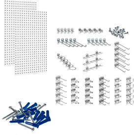 Triton Products LB2-Kit Triton Products 24"W x 42-1/2"H White Steel Square Hole Pegboard w/, 63 pc LocHooks image.