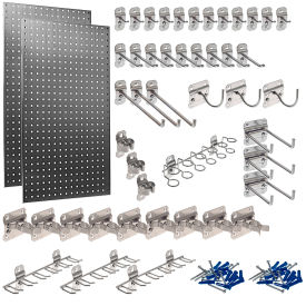 Triton Products LB2-SKit Triton Products 24"W x 421/2"H Stainless Square Hole Pegboards w/, 45 pc Stainless Steel LocHooks image.