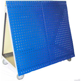 Triton Products LBC-4B Triton Products 48"L x 46"H x 26-5/8"W Aluminum Frame Tool Cart w/ Tray and Blue LocBoard image.