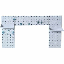 Triton Products LBS30L-WHT Triton Products White Laundry Rm Org. w/3 Steel Square Hole Pegboards, 2 Shelves & 9 pc LocHooks image.
