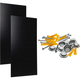 Triton Products PEG2-BLK Triton Products High Density Fiberboard Pegboards w/Mounting Hardware, 24" x 42", Black, Set of 2 image.