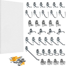 High Density Fiberboard Pegboard Kit with 36 Durahooks, 24" x 42" x 1/4", White view 2
