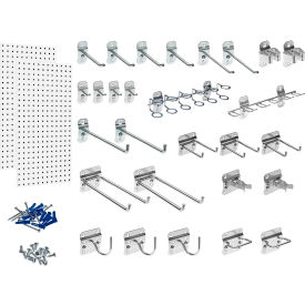 Triton Products 18 Gauge White Steel Square Hole Pegboard w/, 28 pc LocHook Assortment