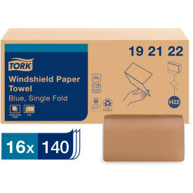 Tork 192122 Tork® Windshield Towel, 9-1/8 x 10-1/4, Blue, 140/Pack, 16 Packs/Carton - 192122 image.