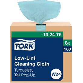 Tork 192475 Tork® Low-Lint Cleaning Cloth, 9"x16-1/2", Turquoise, 100/Box, 8 Boxes/Carton image.