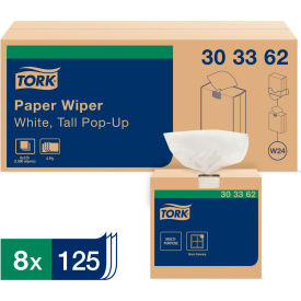 Tork 303362 Tork® Multipurpose Paper Wiper, 9-3/4 x 16-3/4, White, 125/Box, 8 Boxes/Carton - 303362 image.