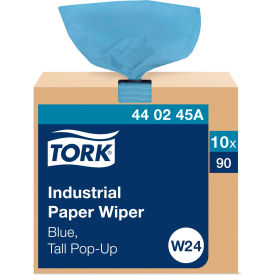 Tork 440245A Tork® Industrial Paper Wiper, 4-Ply, 8-1/2 x 16-1/2, Blue, 90 Towels/Bx, 10 Bx/Carton - 440245A image.