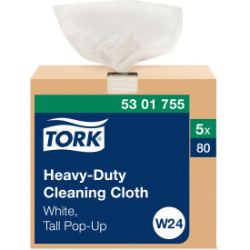 Tork 5301755 Tork® Heavy-Duty Cleaning Cloth, 8.-1/2"x16-1/8", White, 80/Box, 5 Boxes/Carton image.