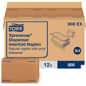 Tork® Xpressnap Interfold Dispenser Napkins 1-Ply 13""x 8-1/2"" Natural 500/Pk 12 Pks/Carton