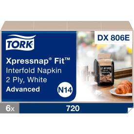 Tork DX806E Tork® Xpressnap Fit Interfold Dispenser Napkins, 2-Ply, 6-1/2"x8-2/5, 120/Pack, 36 Packs/Carton image.