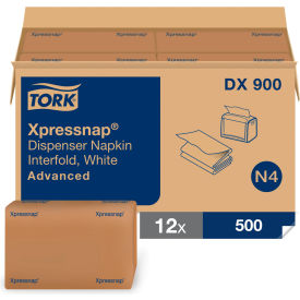 Tork DX900 Tork® Xpressnap Interfold Dispenser Napkins, 1-Ply, Bag-Pack, 13Wx8-1/2"D, White, 6000/Carton image.