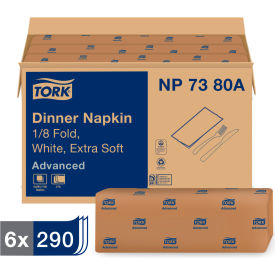 Tork NP7380A Tork® Advanced Dinner Napkin, 3-Ply,17"Wx 16-1/8"D, 1/8 Fold, White,1740/CT image.