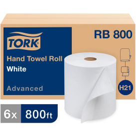 Tork RB800 Tork Advanced Universal Hardwound Roll Towel, 1-Ply, 7 4/5" W x 800 ft, White, 6/Case - RB800 image.