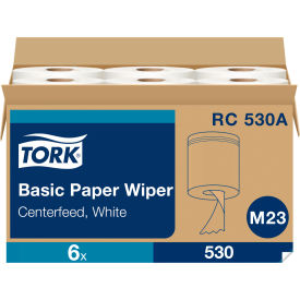 Tork RC530 Tork® Centerfeed Hand Towel, 2-Ply, 7-3/5 x 11-3/4, White, 530/Roll, 6 Roll/Carton image.