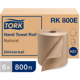 Tork RK800E Tork Universal Hardwound Roll Towel, 1-Ply, 7 4/5" W x 800ft, Natural, 6/Case - RK800E image.
