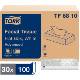 Tork TF6810 Tork Advanced Extra Soft, 2-Ply Facial Tissue, White, 100/Box, 30/Case - TF6810 image.