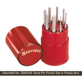 L. S. Starrett Company S565WB Starrett® Drive Pin Punch Set, Steel , 4"L, 1/16"-5/16" Punch Dia., Red/Silver image.