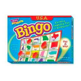 Trend Enterprises 6137 Trend® U.S.A. Bingo Game, Age 8 & Up, 3 to 36 Players, 1 Box image.