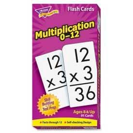 Trend Enterprises T53105 Trend® Math Multiplication 0-12 Flash Cards, 3" x 6", 91 Cards/Box image.