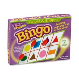 Trend Enterprises T6061 Trend® Colors & Shapes Bingo Game, 3 to 36 Players, 1 Box image.