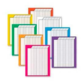 Trend Enterprises T73901 Trend® Vertical Incentive Charts Variety Pack, 22" x 28", 50 Rows/30 Columns, 8 Charts/Pack image.