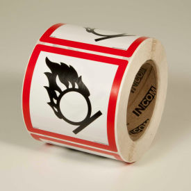Top Tape And  Label Inc. GHS1257 INCOM® GHS1257 GHS "Flame Circle" Pictogram Label, 4" x 4", 500/Roll image.
