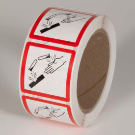 Top Tape And  Label Inc. GHS1306 INCOM® GHS1306 GHS "Corrosion" Pictogram Label, 2" x 2", 500/Roll image.