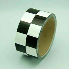 Top Tape And  Label Inc. LCB212 Hazard Marking Tape, Black/White Checker, 2"W x 54L Roll, LCB212 image.