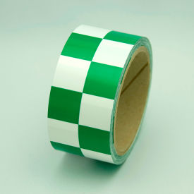 Top Tape And  Label Inc. LCB213 Hazard Marking Tape, Green/White Checker, 2"W x 54L Roll, LCB213 image.
