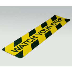 Top Tape And  Label Inc. SG3126WYS Gator Grip Cleat, Watch Your Step, Yellow/Black, 6"W x 24"L, 10/Pkg., SG3126WYS image.