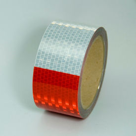 Top Tape And  Label Inc. V57203SR Conspicuity DOT-C2 Reflective Tape, Red/White, 2"W x 30L Roll, V57203SR image.