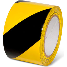 Global Industrial 670652YB Global Industrial™ Striped Hazard Warning Tape, 3"W x 108L, 5 Mil, Black/Yellow, 1 Roll image.