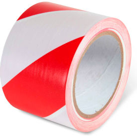 Global Industrial 670652RW Global Industrial™ Striped Hazard Warning Tape, 3"W x 108L, 5 Mil, Red/White, 1 Roll image.