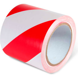 Global Industrial 670653RW Global Industrial™ Striped Hazard Warning Tape, 4"W x 108L, 5 Mil, Red/White, 1 Roll image.