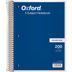 Oxford™ 5 Subject Coil-Lock Wirebound Notebook Randomly Assorted Covers (200) 11 x 8.5 Sheets