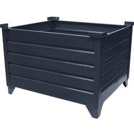 Global Industrial 800216BK Global Industrial™ Stackable Steel Container, 48"Lx42"Wx18"H, Black image.