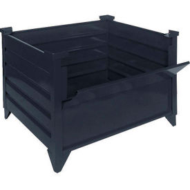 Global Industrial 800102BKM Global Industrial™ Stackable Steel Container W/Drop Gate, 35"Lx30"Wx24"H, Black image.