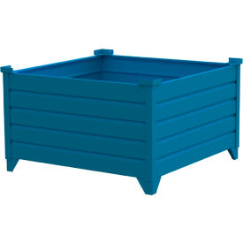 Global Industrial Stackable Steel Container 48""L x 49-1/2""W x 29-1/2""H 4000 lb. Capacity Blue