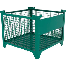 Bulk Wire Mesh Container w/ Drop Gate, 36-1/2"L x 36-1/2"W x 29-1/2"H, Teal view 2