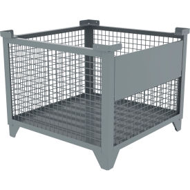 Bulk Wire Mesh Container w/ Drop Gate, 36-1/2"L x 36-1/2"W x 29-1/2"H, Gray view 2