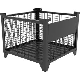 Bulk Wire Mesh Container w/ Drop Gate, 36-1/2"L x 36-1/2"W x 29-1/2"H, Black view 2
