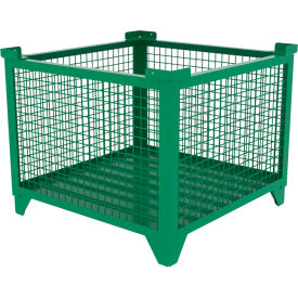 Bulk Wire Mesh Container, 36-1/2"L x 36-1/2"W x 29-1/2"H, Green view 2