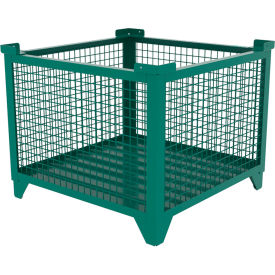 Bulk Wire Mesh Container, 36-1/2"L x 36-1/2"W x 29-1/2"H, Teal view 2