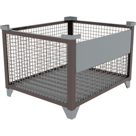 Bulk Wire Mesh Container w/Drop Gate, 43-1/2"L x 36-1/2"W x 29-1/2"H, Silver view 2