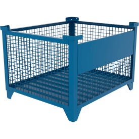 Bulk Wire Mesh Container w/ Drop Gate, 43-1/2"L x 36-1/2"W x 29-1/2"H, Blue view 2