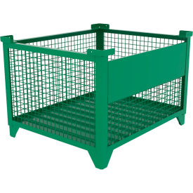 Bulk Wire Mesh Container w/ Drop Gate, 43-1/2"L x 36-1/2"W x 29-1/2"H, Green view 2