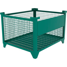 Bulk Wire Mesh Container w/ Drop Gate, 43-1/2"L x 36-1/2"W x 29-1/2"H, Teal view 2